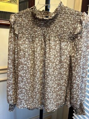 Blu Pepper Brown Floral Smocked Top